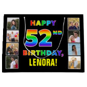 52e verjaardag: Regenboogtekst, aangepaste foto's  Groot Cadeauzakje (Voorkant)