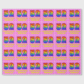 52e verjaardag: roze strips & harten, regenboognr. cadeaupapier (Vlak)