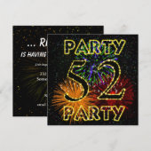 52e verjaardag uitnodiging met vuurwerk (Voorkant / Achterkant)
