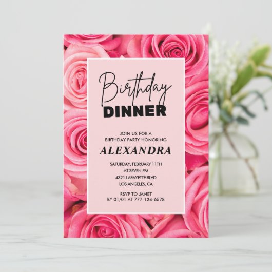 52e verjaardag uitnodigingen Verjaardag diner Flor (Staand voorkant)