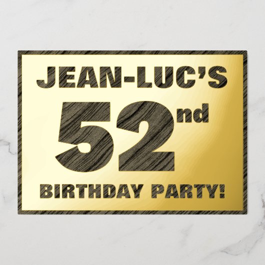 52e verjaardag van de partij van Birthday — Vette, Folie Uitnodiging (Voorkant)