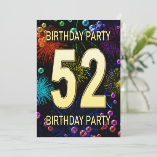 52e verjaardag van het Vuurwerk van de Uitnodiging (Staand voorkant)