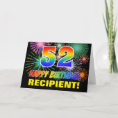 52e verjaardag: Vet, Plezier, Vuurwerk, Regenboog  Kaart (Voorkant)