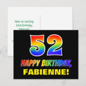 52e verjaardag: Vet, Vun, Eenvoudig, Regenboog 52 Briefkaart (Voorkant / Achterkant)
