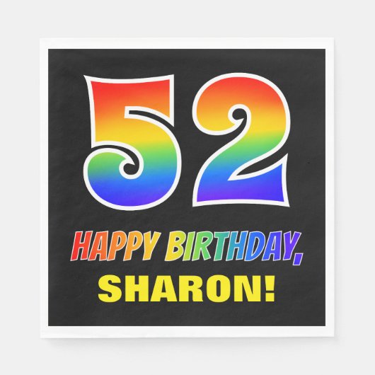 52e verjaardag: Vet, Vun, Eenvoudig, Regenboog 52 Servet (Voorkant)
