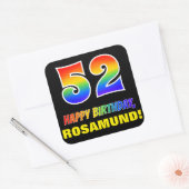52e verjaardag: Vet, Vun, Eenvoudig, Regenboog 52 Vierkante Sticker (Envelop)