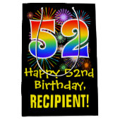 52e verjaardag: Vuurwerk Fun Pattern + Regenboog 5 Medium Cadeauzakje (Voorkant)