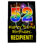 52e verjaardag: Vuurwerk Fun Pattern + Regenboog 5 Medium Cadeauzakje (Achterkant)