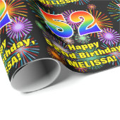 52e verjaardag: vuurwerk, regenboogblik # "52" cadeaupapier (Rol Hoek)