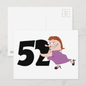 52e verjaardagscadeau - Grappige cartoon Briefkaart (Voorkant / Achterkant)