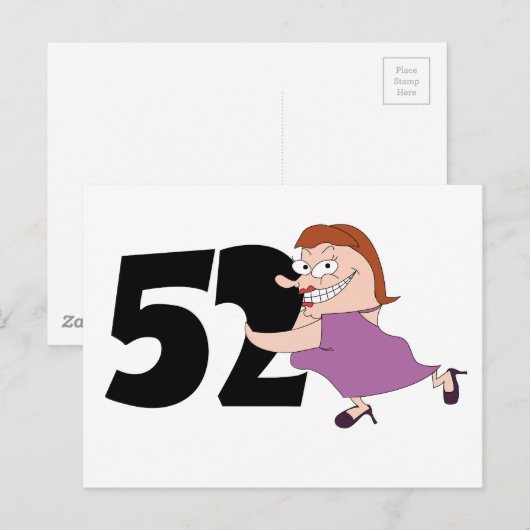 52e verjaardagscadeau - Grappige cartoon Briefkaart (Voorkant / Achterkant)