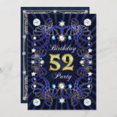 52e verjaardagsfeest met massa's juwelen kaart (Voorkant / Achterkant)