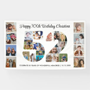 52e verjaardagsfeest Nummer 52 fotocollage Spandoek