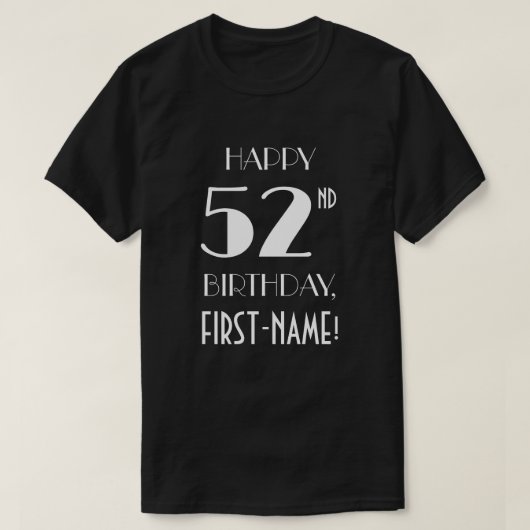 52e verjaardagsfeestje - Art Deco geïnspireerd loo T-shirt (Design voorkant)