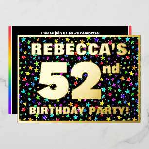 52e verluisterfeest — Leuk, Kleurrijk Sterrenpatro Folie Uitnodiging