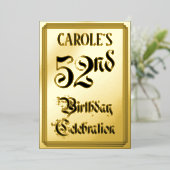 52e verpartijfeest — Elegante script + aangepaste Folie Uitnodiging (Staand Voorkant)