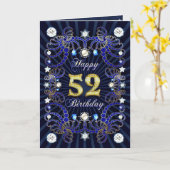 52nd birthday card met masses of jewels kaart (Gele Bloem)