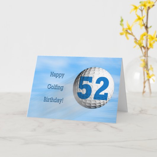 52nd birthday golfing card kaart (Gele Bloem)