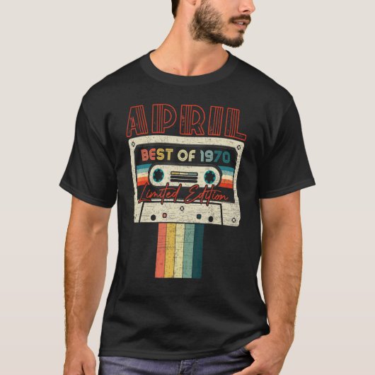 52ste Verjaardag april Beste van 1970 Cassetteband T-shirt (Voorkant)