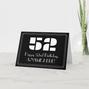 52ste verjaardag: Art Deco geïnspireerde look "52" Kaart