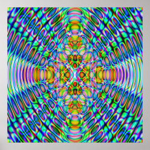52x52 of Kleiner Poster, Psychedelische Blau Goud Poster