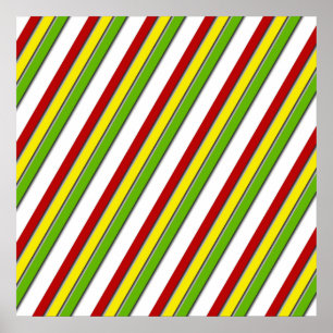 52x52 of Kleiner Poster, Rasta Strepen, Diagonaal Poster