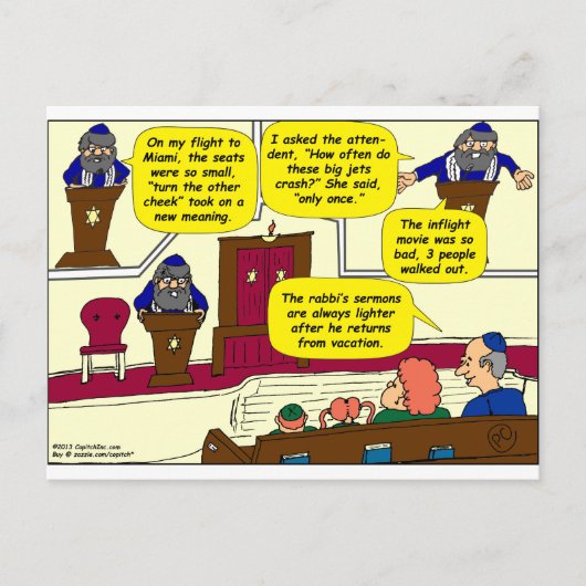 531 Rabbi Vacation cartoon Briefkaart (Voorkant)