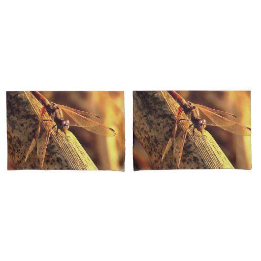 534424932Elegant Red Darter Dragonfly Insect Art Kussensloop (Voorkant-Set)