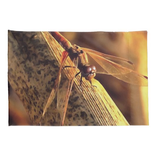 534424932Elegant Red Darter Dragonfly Insect Art Kussensloop (Achterkant-Rechts)