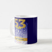 53 Jaar CUSTOM Herstel Jubileum Cijfer Koffiemok (Voorkant links)