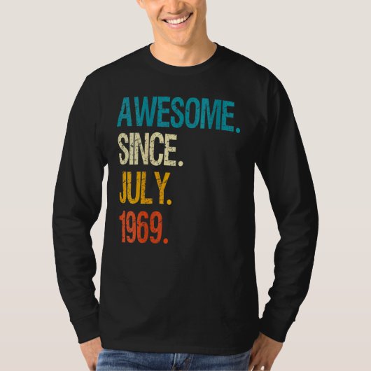 53 jaar Geweldige sinds juli 1969 53e geboortedag T-shirt (Voorkant)