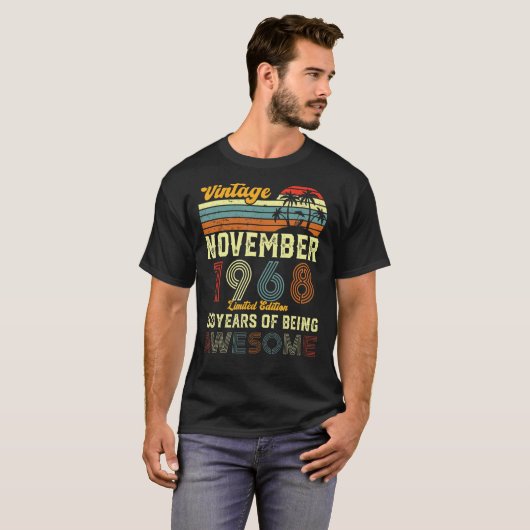53 jaar oud 53 jaar november 1968 t-shirt (Voorkant volledig)