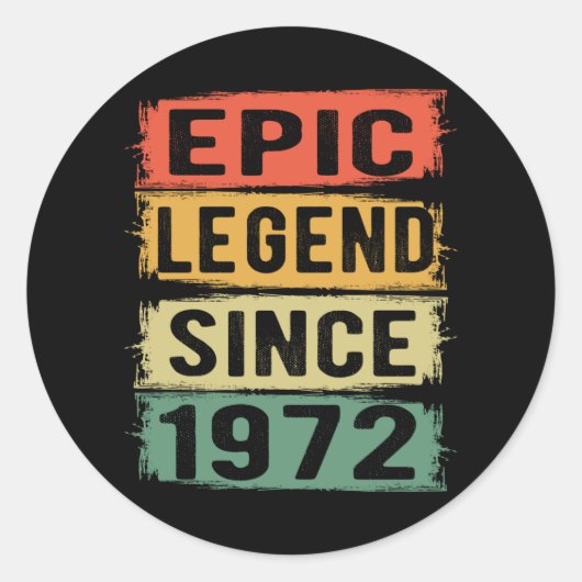 53 jaar oud Bday 1972 Epic Legend 53ste verjaardag Ronde Sticker (Voorkant)