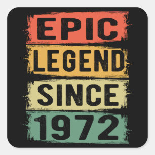 53 jaar oud Bday 1972 Epic Legend 53ste verjaardag Vierkante Sticker