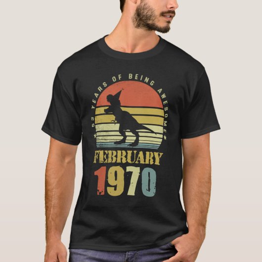 53 jaar oud Dinosaur februari sinds 1970 53rd Bir T-shirt (Voorkant)