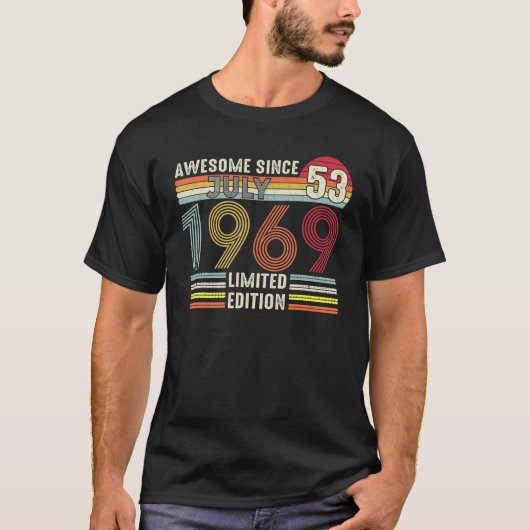 53 jaar oud juli 1969 53e verjaardag t-shirt (Voorkant)
