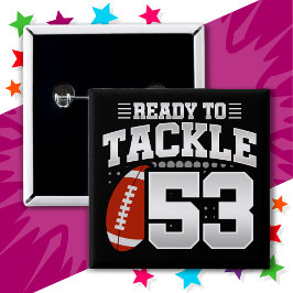 53 Jaar Oud Tackle Football Party 53e Verjaardag Vierkante Button 5,1 Cm