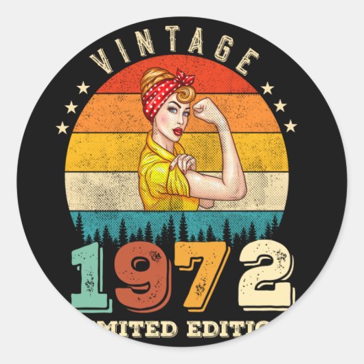 53 jaar oude Bday 1972 53ste Verjaardag Vrouwen Ronde Sticker (Voorkant)