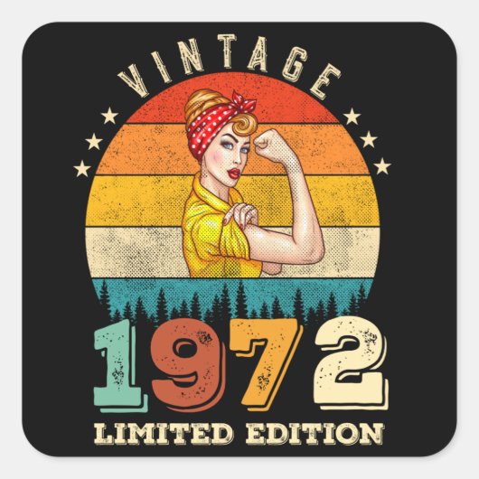 53 jaar oude Bday 1972 53ste Verjaardag Vrouwen Vierkante Sticker (Voorkant)