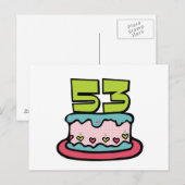 53 jaar oude Birthday Cake Briefkaart (Voorkant / Achterkant)