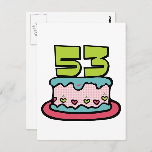 53 jaar oude Birthday Cake Briefkaart (Voorkant / Achterkant)