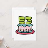 53 jaar oude Birthday Cake Kaart (Voorkant / Achterkant in situ)