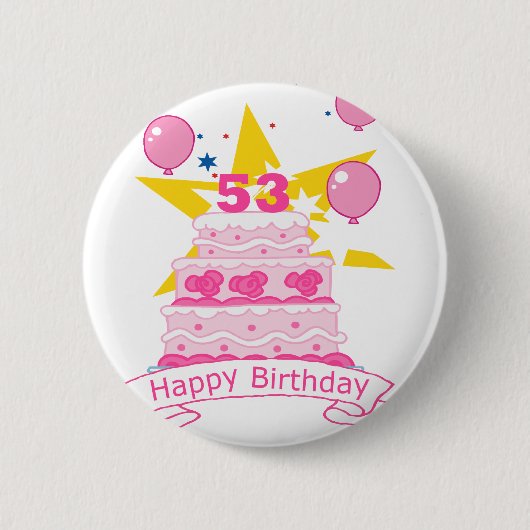 53 jaar oude Birthday Cake Ronde Button 5,7 Cm (Voorkant)