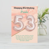 53-jarige meisjes Happy Birthday-kaart (Staand voorkant)
