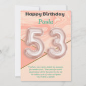53-jarige meisjes Happy Birthday-kaart (Achterkant)