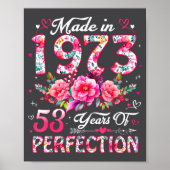 53 Year Old Made In 1973 Floral 53rd Birthday Wome Poster (Voorkant)