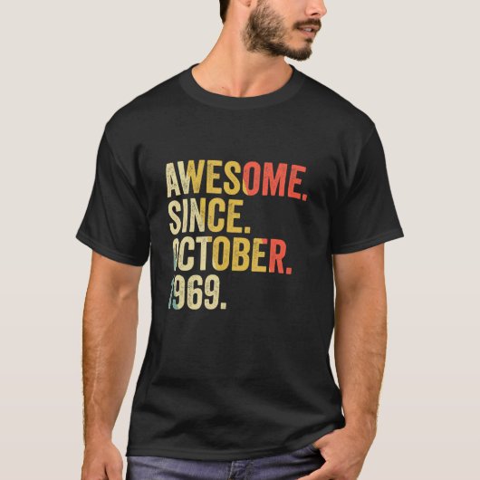 53 Years Old 53rd Birthday Awesome Since October T-shirt (Voorkant)