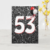 53e Birthday-ballonnen op zwarte Glitter-Kaart Kaart (Gele Bloem)