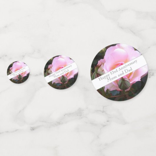 53e bruiloft Jubileum Roze Rose Confetti (Achterkanten)