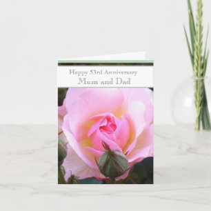 53e bruiloft Jubileum Roze Rose Kaart